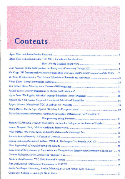 Contents of the Journal of World Education